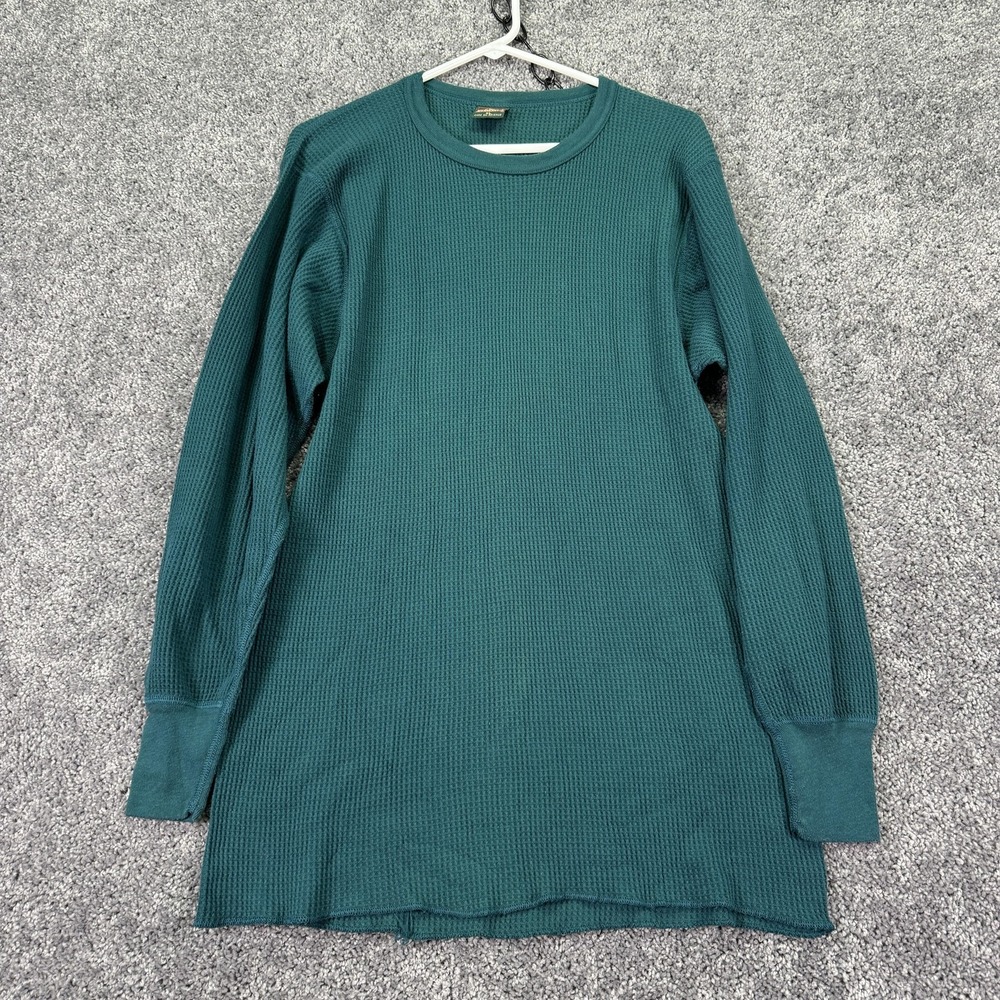 Greatland Apparel Shirt Mens XL Green Blue Thermal Waffle Knit Base Layer Hunt